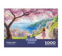 A Beautiful Girl-cherry Blossom Jigsaw Puzzle Waterproof 1000 Piece Puzzle for Adults Fun Adults Jigsaw Puzzle Challenging Puzzle Games
