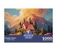 A Beautiful House in The Mountains 1000 Piece Sturdy Cardboard Jigsaw Puzzles Mountain Valley Cottage Stress Releasing Creative Game Puzzles For Adults And Kids 38x26cm/1000pcs