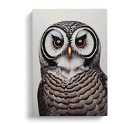 A Beautiful Owl Grey, Black, Brown Canvas Print for Living Room Bedroom Home Office Décor, Wall Art Picture Ready to Hang, 30x20 Inch (76x50 cm)
