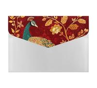 A Beautiful Peacock File Folder, Plastic Accordion File Folders with 6 Pockets, Expanding File Organizer with Snap Closure, Portable Document Paper Organizer, Office Supplies Filing Folders