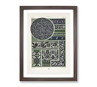 A Beautiful Persian Pattern By Albert Racinet Vintage Framed Wall Art Print, Ready to Hang Picture for Living Room Bedroom Home Office Décor, Walnut A3 (34 x 46 cm)