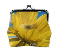 A Beautiful Sunflower Full Double-Sided Printed Pattern Women's and Girls' Fashionable Leather Kiss Lock Coin Purse Card Bag