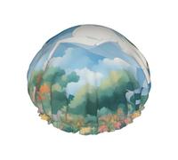 a beautiful unicorns Print Shower Cap - Reusable, Double Layer, Breathable, Quick-Dry, Perfect for Home, Spa, Hotel, and Travel