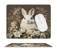 A Beautiful White Rabbit Mouse Pad Mouse Mat 10 X 8 Inch