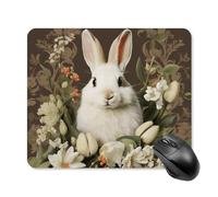 A Beautiful White Rabbit Mouse Pad Square Laptop Mouse Mat Cute Computer Mousepad Keyboard Pad Non-Slip Desk Pads for Gaming Office Work Home 25 * 30cm