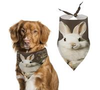 A Beautiful White Rabbit Pet Scarf,Soft Durable Triangle Dog Bandanas Lightweight Breathable Comfortable Pet Bib for Small Medium Large Breed.
