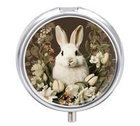 A Beautiful White Rabbit Pill Case Pill Box with 3 Compartments