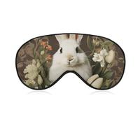A Beautiful White Rabbit Sleep Mask Comfort Travel Eye Masks with Adjustable Elastic Strap Soft Funny Block Light Sleep Eye Cover for Side Sleeper for Nap Men Women Gift