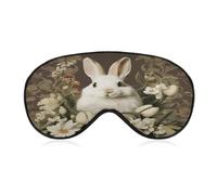 A Beautiful White Rabbit Sleep Mask Eye Mask Travel Eye Cover | Polyester Sleeping Mask Soft Comfortable Night Eye Mask with Adjustable Buckle Eye Shade Cover for Travel Home Office Nap