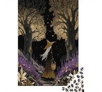 A Beautiful Witch Strolls through A Lavender Forest Dotted with Stars.Puzzles 1000 Pieces for Adults for Adults 1000 Piece Puzzle Educational Challenge Games Home Decoratio