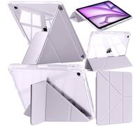 A-BEAUTY Case Compatible with iPad Air 13-Inch M3/M2 (2025/2024) with Pencil Holder, Shockproof Clear Cover, Support Pencil Pro/USB-C, 6-in-1 Y fold Stand, Purple