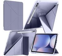 A-BEAUTY Case Compatible with Samsung Galaxy Tab S10+ 2024/Tab S9 FE+/S9+ 2023 12.4-Inch, Shockproof Clear Cover, 6-in-1 Y-Shaped Trifold Stand, Auto Wake/Sleep, Lavender
