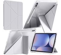 A-BEAUTY Case Compatible with Samsung Galaxy Tab S10+ 2024/Tab S9 FE+/S9+ 2023 12.4-Inch, Shockproof Clear Cover, 6-in-1 Y-Shaped Trifold Stand, Auto Wake/Sleep, Light Grey