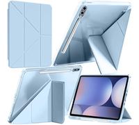 A-BEAUTY Case Compatible with Samsung Galaxy Tab S10+ 2024/Tab S9 FE+/S9+ 2023 12.4-Inch, Shockproof Clear Cover, 6-in-1 Y-Shaped Trifold Stand, Auto Wake/Sleep, Sky Blue