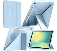 A-BEAUTY Case Compatible with Samsung Galaxy Tab S10 FE 2025 / S9 FE 10.9-Inch / S9 11-Inch 2023 with S Pen Holder, Shockproof Clear Cover, 6-in-1 Y-Shaped Trifold Stand, Sky Blue