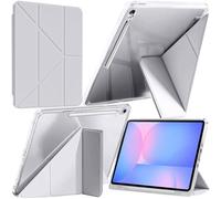A-BEAUTY Case Compatible with Samsung Galaxy Tab S10 FE Plus 13.1 Inch 2025 (SM-X620/X626/X626B) with S Pen Holder, Shockproof Clear Cover, 6-in-1 Y-Shaped Trifold Stand, Light Grey