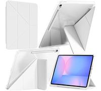 A-BEAUTY Case Compatible with Samsung Galaxy Tab S10 FE Plus 13.1 Inch 2025 (SM-X620/X626/X626B) with S Pen Holder, Shockproof Clear Cover, 6-in-1 Y-Shaped Trifold Stand, White