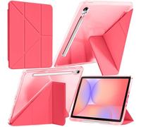 A-BEAUTY Case Compatible with Samsung Galaxy Tab S10 Lite / S10 FE 2025 / S9 FE 10.9-Inch / S9 11-Inch 2023 with S Pen Holder, Shockproof Clear Cover, 6-in-1 Y-Shaped Stand, Red