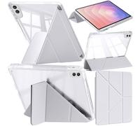 A-BEAUTY Case Compatible with Samsung Galaxy Tab S11 Ultra 14.6 Inch 2025 with S Pen Holder, Shockproof Clear Cover, 6-in-1 Y-Shaped Stand, Auto Wake/Sleep, Silver