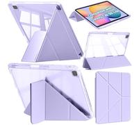 A-BEAUTY Case Compatible with Samsung Galaxy Tab S6 Lite 10.4-Inch 2024/2022/2020 with S Pen Holder, Shockproof Clear Cover, 6-in-1 Y-Shaped Trifold Stand, Auto Wake/Sleep, Lilac Purple