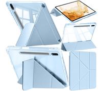 A-BEAUTY Case Compatible with Samsung Galaxy Tab S8 Plus 2022 / S7 FE 2021 / S7 Plus 2020 12.4-Inch, Shockproof Clear Cover, 6-in-1 Y-Shaped Trifold Stand, Auto Wake/Sleep, Sky Blue
