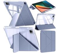 A-BEAUTY Case Compatible with Xiaomi Pad 5/5 Pro 11 Inch 2021 with Pen Holder, Shockproof Clear Cover, 6-in-1 Y-Shaped Trifold Stand, Auto Wake/Sleep, Lavender