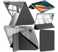 A-BEAUTY Case Compatible with Xiaomi Pad 5/5 Pro 11 Inch 2021 with Pen Holder, Shockproof Clear Cover, 6-in-1 Y-Shaped Trifold Stand, Auto Wake/Sleep, Black