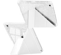 A-BEAUTY Glitter Case Compatible with iPad (A16) 11th/10th Generation (2025/2022), Shiny Clear Cover with Pencil Holder & Adapter Storage, 6-in-1 Y-Shaped Trifold Stand, White