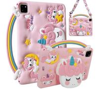 A-BEAUTY Kids Case Compatible with Huawei MatePad SE 11 Inch 2024, Shockproof Silicone Cartoon Unicorn Cover with Handle Stand, Shoulder Strap