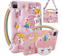 A-BEAUTY Kids Case Compatible with Xiaomi Pad 6/6 Pro 11 Inch 2023, Shockproof Cartoon Silicone Unicorn Cover with Handle Stand, Shoulder Strap