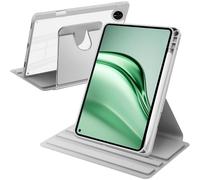 A-BEAUTY Rotating Case Compatible with Huawei MatePad Mini 2025 8.8 Inch with Pen Holder, 360° Rotation Stand Shockproof Cover Clear Back, Auto Wake/Sleep, Silver