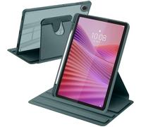 A-BEAUTY Rotating Case Compatible with Lenovo Tab 10.1 Inch 2025 TB311FU/TB311XU with Pen Holder, 360° Rotation Stand Shockproof Cover Clear Back, Auto Wake/Sleep, Dark Green