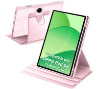 A-BEAUTY Rotating Case Compatible with Oppo Pad SE 11 Inch 2025 with Pen Holder, 360° Rotation Stand Shockproof Cover Clear Back, Pink