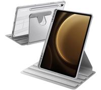 A-BEAUTY Rotating Case Compatible with Samsung Galaxy Tab S10 FE 2025 / S9 FE 10.9-Inch / S9 11-Inch 2023 with S Pen Holder, Shockproof Cover Clear Back, Auto Wake/Sleep, Grey