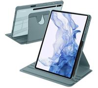 A-BEAUTY Rotating Case Compatible with Samsung Galaxy Tab S8 Plus 2022 / S7 FE 2021 / S7 Plus 2020 12.4-Inch with S Pen Holder, Cover Clear Back, Auto Wake/Sleep, Dark Green