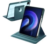 A-BEAUTY Rotating Case Compatible with Xiaomi Pad 6/6 Pro 11 Inch 2023 with Pen Holder, 360° Rotation Stand Shockproof Cover Clear Back, Auto Wake/Sleep, Dark Green
