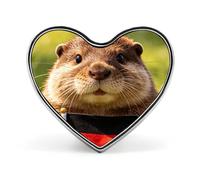 A Beaver Holding A German Flag Cute Button Pins Heart Badge Cool Personalised Pattern Brooches for Bag Hat