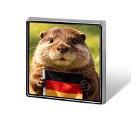 A Beaver Holding A German Flag Cute Button Pins Square Badge Cool Personalised Pattern Brooches for Bag Hat