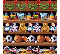 A Beistle Creation 20209 Santa's Workshop Backdrop, Plastic, Multicolor