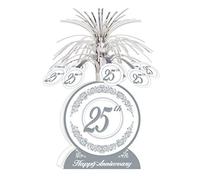 A Beistle Creation 50513 25th Anniversary Centrepiece, Silver/White
