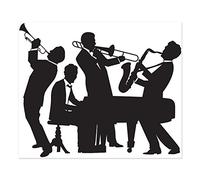 A Beistle Creation 52178 20's Jazz Band Insta-Mural, Plastic, Black/White | Black and White Jazz Performance Wall Decoration for Music Themes Photo Areas and Event Displays