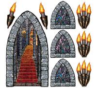 A Beistle Creation 912 Stairway, Window & Torch Props 9 Piece, Plastic