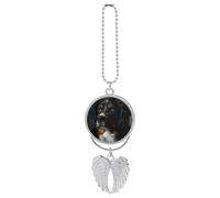 A Bernese Dog Car Pendant, Rear View Mirror Hanging Ornament, Auto Decor for Rearview Mirror, Keychain Silver-Style