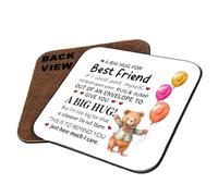 A Big Hug For Best Friend, Long Distance Relationship Gifts For Friend, Drinks Coffee-Tea Coaster. (Square Coaster MDF)