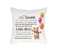 A Big Hug For Cousin, Long Distance Cousin Gift, Inspirational Gift, Throw Pillow/Cushion. (Satin Cushion Cover)