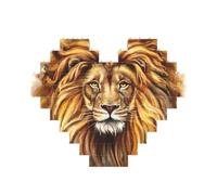A Big Lion Head Printed Jigsaw Puzzle 10.8x12.8 CM, Heart-Shaped Puzzle Challenging Game for Adults, Fun Decorative Wall Decor