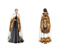 (A Big Lion Head) Unisex Hooded Cloak Cape Robe Cosplay Halloween Christmas Fancy Dress Costumes For Adults