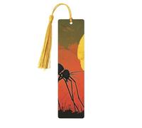 A Big Mosquito Under The Setting Sun Unique Double-Sided Artwork Printed Wooden Bookmarks, Artistic Book Accessories Birthday Presents for Men Women Presents for Book Lovers