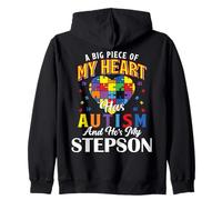 A Big Piece of My Heart Has Autism and He's My Stepson Zip Hoodie