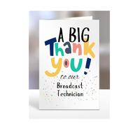 A big thank you our Broadcast Technician, Card for Men, Women, Presents for Christmas, Female, Male, Him, Her, Thankyou, Greetings cards, A5-263a_100